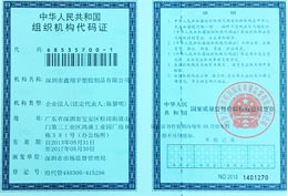 鑫翔宇榮譽-組織機構代碼證